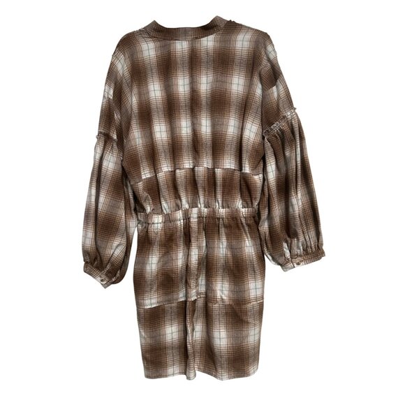 Davi & Dani Dress Women's M Brown Plaid Button-Up Soft Flannel Western Country - Picture 2 of 14